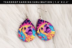 Funny Dog Teardrop Earring Sublimation PNG Design Product Image 1