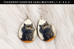 Funny Cat Teardrop Earring Sublimation PNG Design Product Image 1