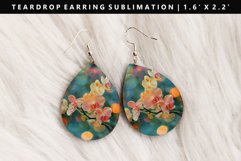Flower Teardrop Earring Sublimation PNG Design Product Image 1