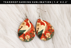 Hanafuda Teardrop Earring Sublimation PNG Design Product Image 1