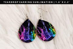 Rainbow Teardrop Earring Sublimation PNG Design Product Image 1