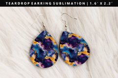 Alcohol Ink Teardrop Earring Sublimation PNG Design Product Image 1