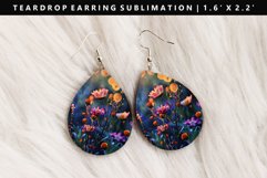 Flower Teardrop Earring Sublimation PNG Design Product Image 1