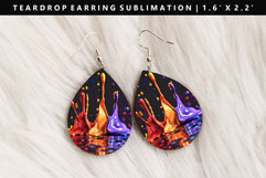 Rainbow Teardrop Earring Sublimation PNG Design Product Image 1