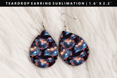 Flower Teardrop Earring Sublimation PNG Design Product Image 1