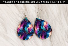 Alcohol Ink Teardrop Earring Sublimation PNG Design Product Image 1