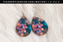 Flower Teardrop Earring Sublimation PNG Design Product Image 1