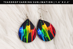 Rainbow Teardrop Earring Sublimation PNG Design Product Image 1