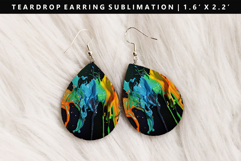 Rainbow Teardrop Earring Sublimation PNG Design Product Image 1