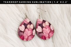 Heart Teardrop Earring Sublimation PNG Design Product Image 1