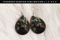 Funny Cat Teardrop Earring Sublimation PNG Design Product Image 1
