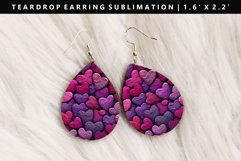 Heart Teardrop Earring Sublimation PNG Design Product Image 1