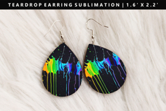 Rainbow Teardrop Earring Sublimation PNG Design Product Image 1