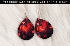 Valentine Teardrop Earring Sublimation PNG Design Product Image 1