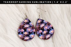 Flower Teardrop Earring Sublimation PNG Design Product Image 1
