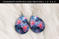 Flower Teardrop Earring Sublimation PNG Design Product Image 1