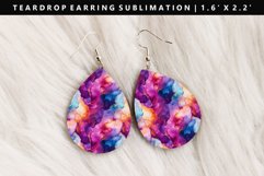 Alcohol Ink Teardrop Earring Sublimation PNG Design Product Image 1