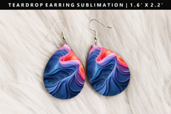 Abstract Teardrop Earring Sublimation PNG Design Product Image 1