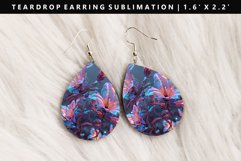 Flower Teardrop Earring Sublimation PNG Design Product Image 1
