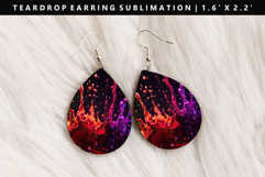 Rainbow Teardrop Earring Sublimation PNG Design Product Image 1