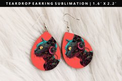 Funny Cat Teardrop Earring Sublimation PNG Design Product Image 1