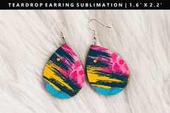 Retro Pop Art Teardrop Earring Sublimation PNG Design Product Image 1