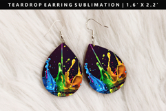 Rainbow Teardrop Earring Sublimation PNG Design Product Image 1