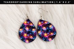 Flower Teardrop Earring Sublimation PNG Design Product Image 1