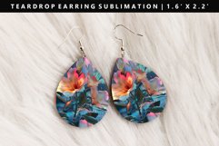 Flower Teardrop Earring Sublimation PNG Design Product Image 1