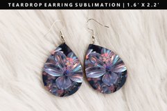 Flower Teardrop Earring Sublimation PNG Design Product Image 1