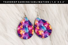 Alcohol Ink Teardrop Earring Sublimation PNG Design Product Image 1