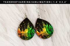 Rainbow Teardrop Earring Sublimation PNG Design Product Image 1