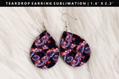 Flower Teardrop Earring Sublimation PNG Design Product Image 1