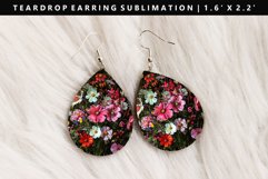 Flower Teardrop Earring Sublimation PNG Design Product Image 1