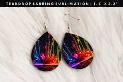 Rainbow Teardrop Earring Sublimation PNG Design Product Image 1