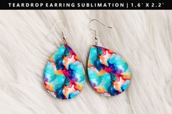 Alcohol Ink Teardrop Earring Sublimation PNG Design Product Image 1