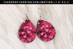 Heart Teardrop Earring Sublimation PNG Design Product Image 1