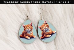 Funny Cat Teardrop Earring Sublimation PNG Design Product Image 1