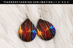 Rainbow Teardrop Earring Sublimation PNG Design Product Image 1