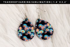 Flower Teardrop Earring Sublimation PNG Design Product Image 1