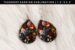 Flower Teardrop Earring Sublimation PNG Design Product Image 1