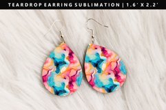 Alcohol Ink Teardrop Earring Sublimation PNG Design Product Image 1