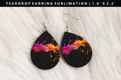Rainbow Teardrop Earring Sublimation PNG Design Product Image 1