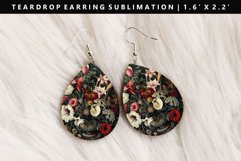 Flower Teardrop Earring Sublimation PNG Design Product Image 1