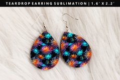 Flower Teardrop Earring Sublimation PNG Design Product Image 1