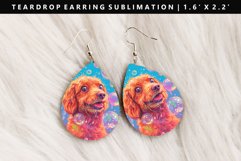 Funny Dog Teardrop Earring Sublimation PNG Design Product Image 1