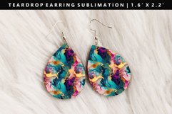 Alcohol Ink Teardrop Earring Sublimation PNG Design Product Image 1