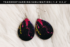 Rainbow Teardrop Earring Sublimation PNG Design Product Image 1