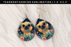 Funny Dog Teardrop Earring Sublimation PNG Design Product Image 1