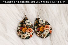 Flower Teardrop Earring Sublimation PNG Design Product Image 1